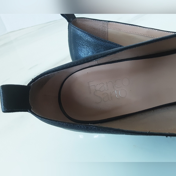 FRANCO SARTO Susie Soft Grain Leather Silver Accent Heel Pointed Toe Flats Sz 9M - Picture 10 of 10